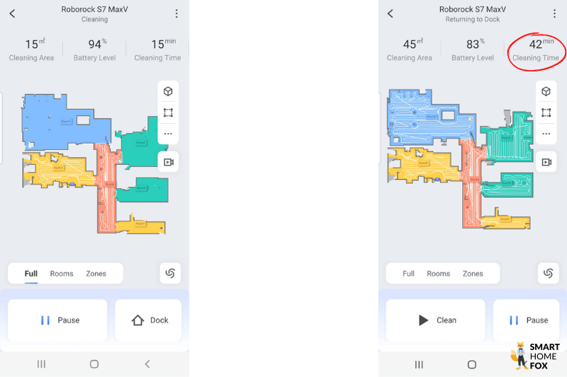 Быстрая и структурированная навигация Roborock S7 MaxV Ultra в мобильном приложении